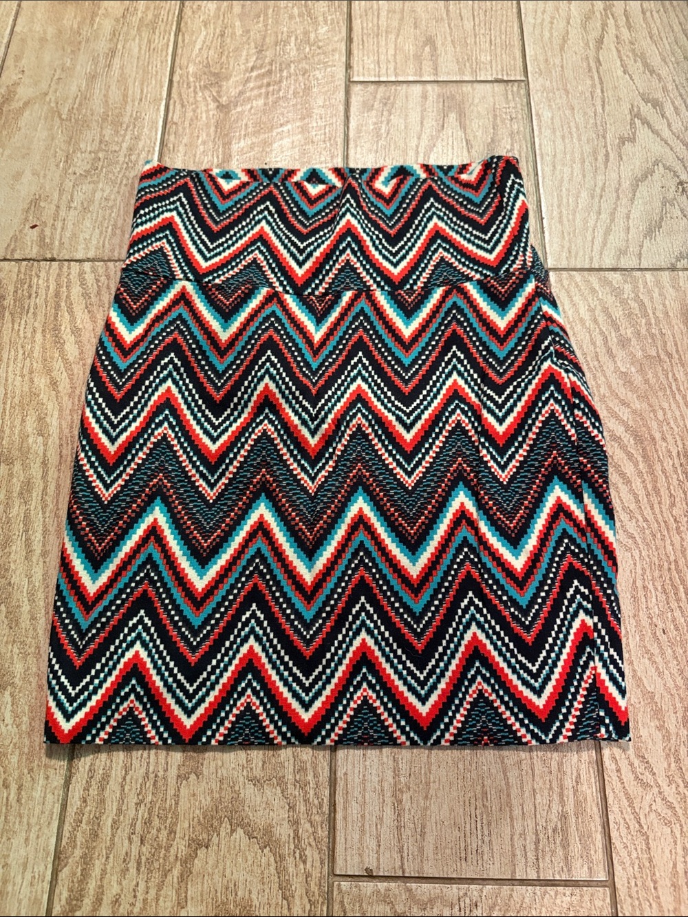 Lily Rose Chevron Pencil Skirt in Black, Red, Teal